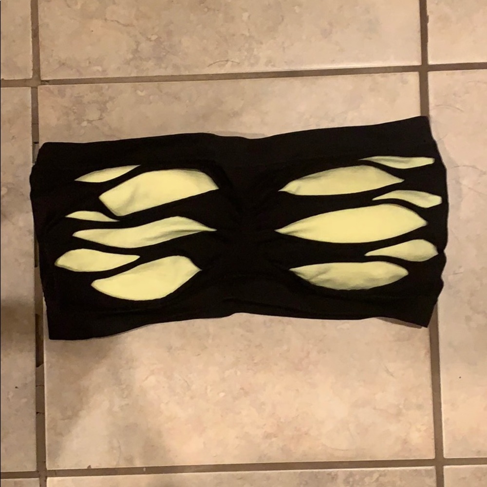 🌟Bandeau Bra. Black and yellow